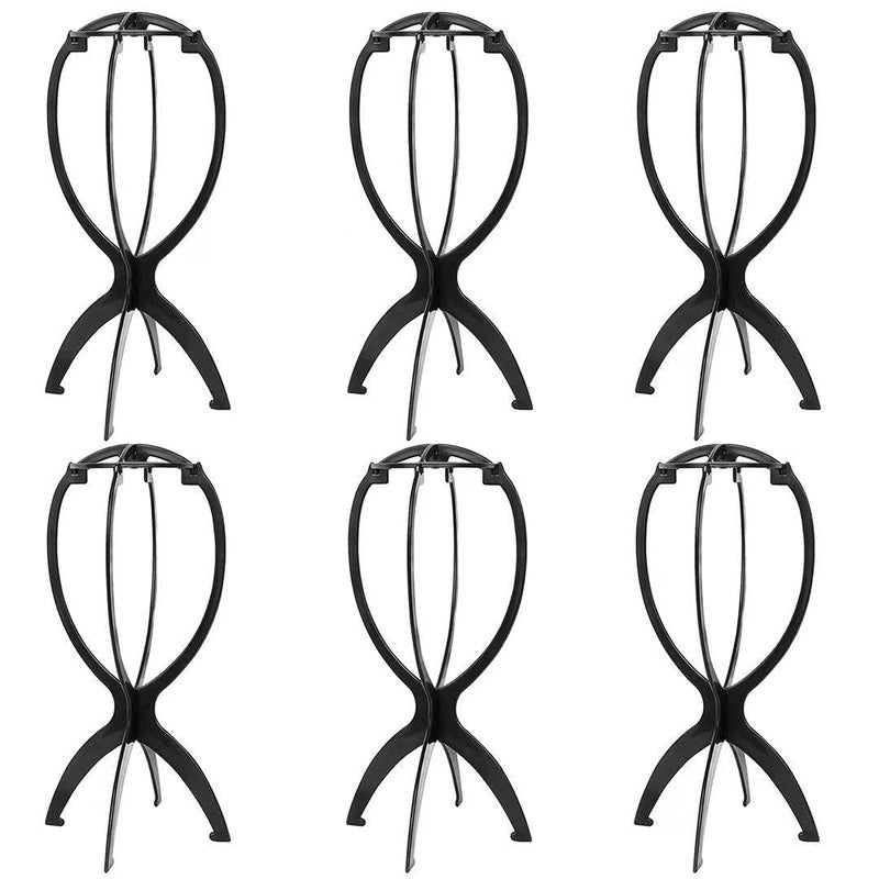 Dansee 6 Pack Short Wig Stand Portable Wig Holder for multiple Wigs and Hats, 14.2 Inches Travel Wig Stand(Black) - Image 1